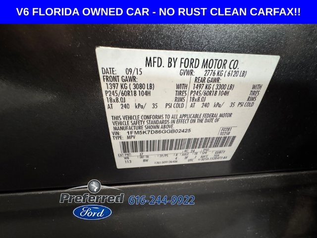 2016 Ford Explorer XLT 3.5 Liter V6 FWD