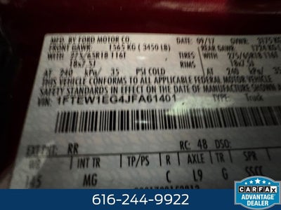 2018 Ford F-150 XLT 3.5 Liter V6 EcoBoost SuperCrew 4WD