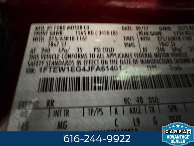 2018 Ford F-150 XLT 3.5 Liter V6 EcoBoost SuperCrew 4WD