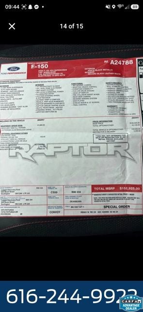 2024 Ford F-150 Raptor 5.2 Liter V8 SuperCrew 4WD