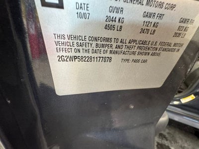 2008 Pontiac Grand Prix Base 3.8 Liter V6