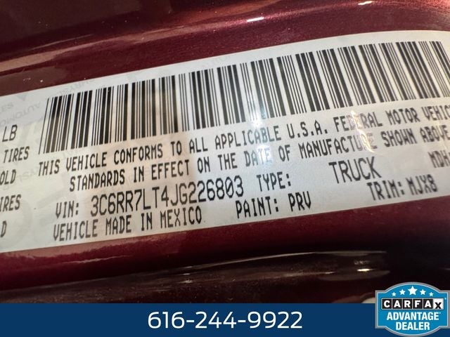 2018 RAM 1500 Big Horn 5.7 Liter V8 Hemi Crew Cab 4WD