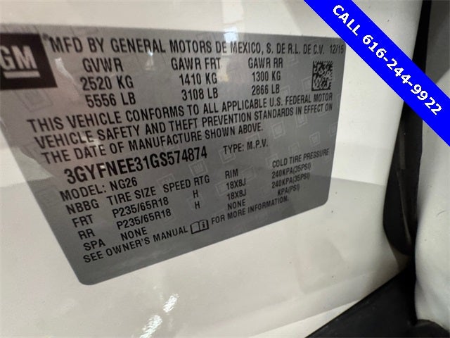 2016 Cadillac SRX Luxury 3.6 Liter V6 AWD