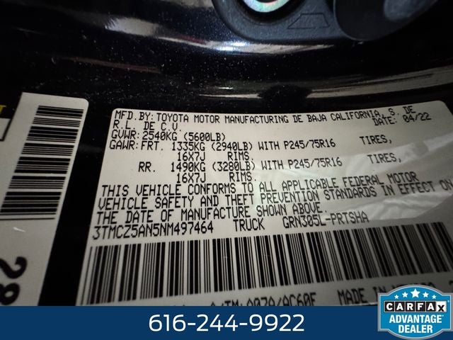 2022 Toyota Tacoma SR 3.5 Liter V6 4D Double Cab 4WD