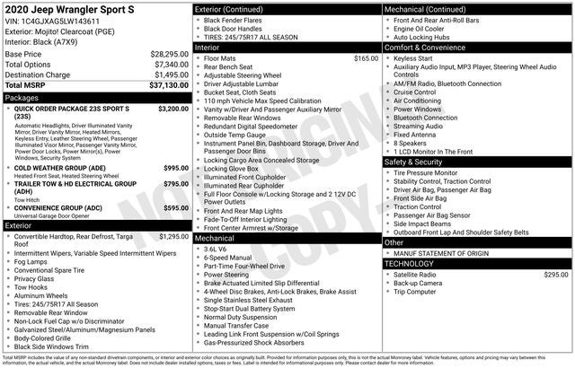2020 Jeep Wrangler Sport S 4x4