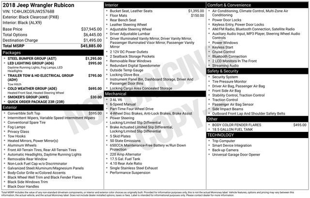2018 Jeep Wrangler Rubicon 4x4