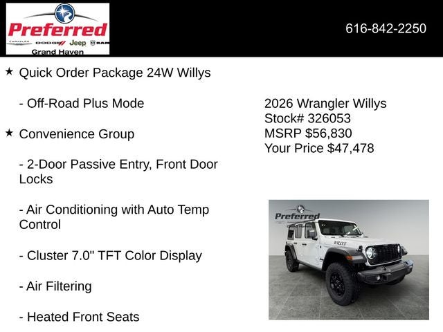 2026 Jeep Wrangler WRANGLER 4-DOOR WILLYS