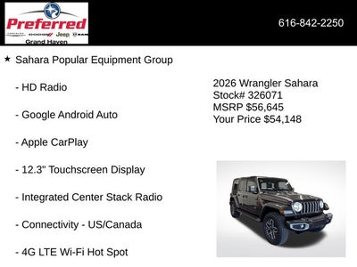 2026 Jeep Wrangler WRANGLER 4-DOOR SAHARA