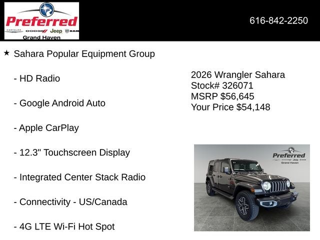 2026 Jeep Wrangler WRANGLER 4-DOOR SAHARA
