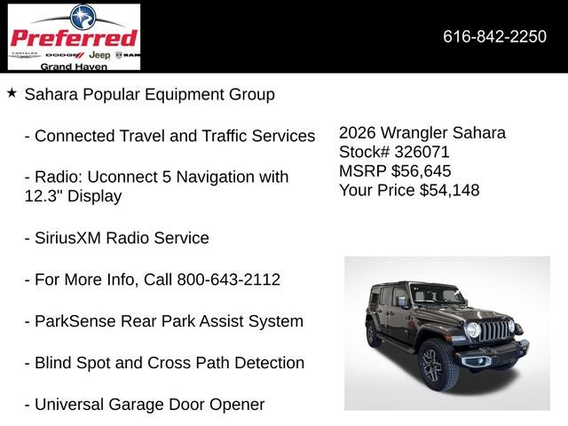 2026 Jeep Wrangler WRANGLER 4-DOOR SAHARA
