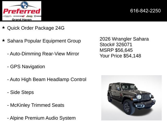 2026 Jeep Wrangler WRANGLER 4-DOOR SAHARA
