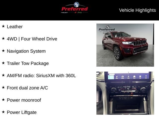 2025 Jeep Grand Cherokee GRAND CHEROKEE OVERLAND 4X4