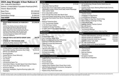 2024 Jeep Wrangler Rubicon X 3.6 Liter V6 4D Automatic 4WD