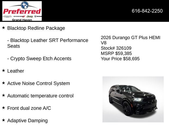 2026 Dodge Durango DURANGO GT PLUS AWD HEMI V8