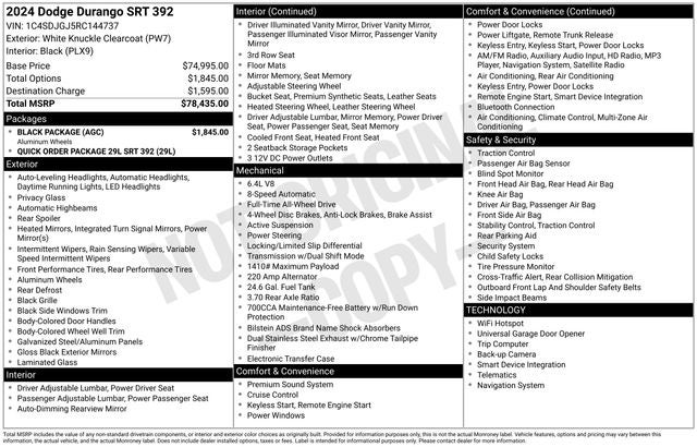 2024 Dodge Durango SRT 392 6.4 Liter V8 AWD 3rd Row Seating