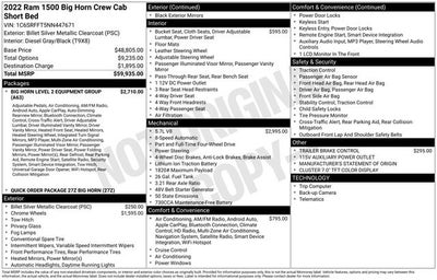 2022 RAM 1500 Big Horn Crew Cab 4x4 5'7' Box