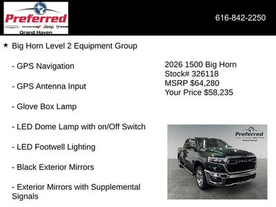 2026 RAM Ram 1500 RAM 1500 BIG HORN CREW CAB 4X4 5'7' BOX