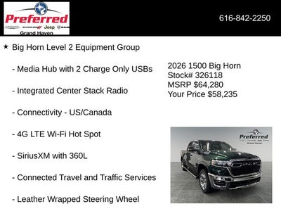 2026 RAM Ram 1500 RAM 1500 BIG HORN CREW CAB 4X4 5'7' BOX