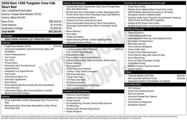 2026 RAM Ram 1500 RAM 1500 TUNGSTEN CREW CAB 4X4
