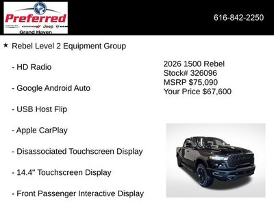 2026 RAM Ram 1500 RAM 1500 REBEL CREW CAB 4X4 5'7' BOX