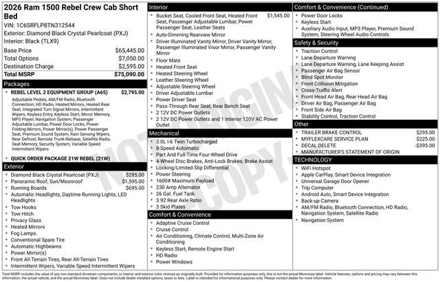 2026 RAM Ram 1500 RAM 1500 REBEL CREW CAB 4X4 5'7' BOX