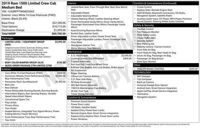 2019 RAM 1500 Limited Crew Cab 4x4 6'4' Box