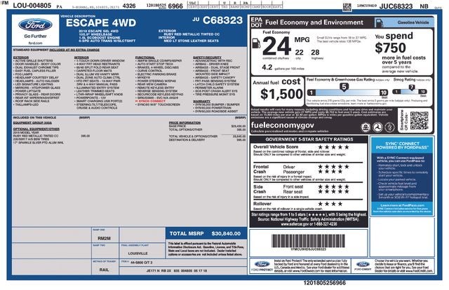 2018 Ford Escape SEL 1.5 Liter EcoBoost 4WD