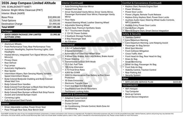 2026 Jeep Compass COMPASS LIMITED ALTITUDE 4X4