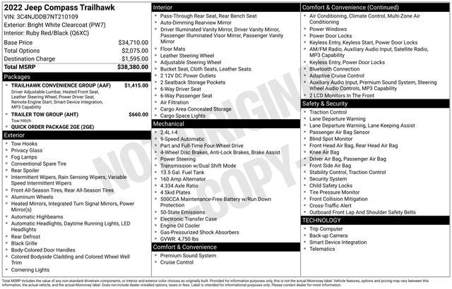 2022 Jeep Compass Trailhawk 2.4 Liter 4WD