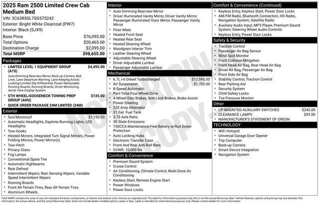 2025 RAM Ram 2500 RAM 2500 LIMITED CREW CAB 4X4 6'4' BOX