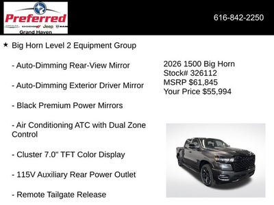 2026 RAM Ram 1500 RAM 1500 BIG HORN CREW CAB 4X4 5'7' BOX
