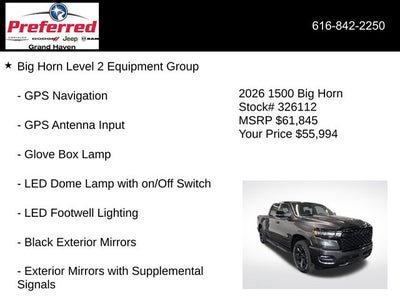 2026 RAM Ram 1500 RAM 1500 BIG HORN CREW CAB 4X4 5'7' BOX