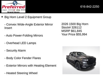 2026 RAM Ram 1500 RAM 1500 BIG HORN CREW CAB 4X4 5'7' BOX