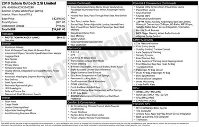 2019 Subaru Outback 2.5i Limited