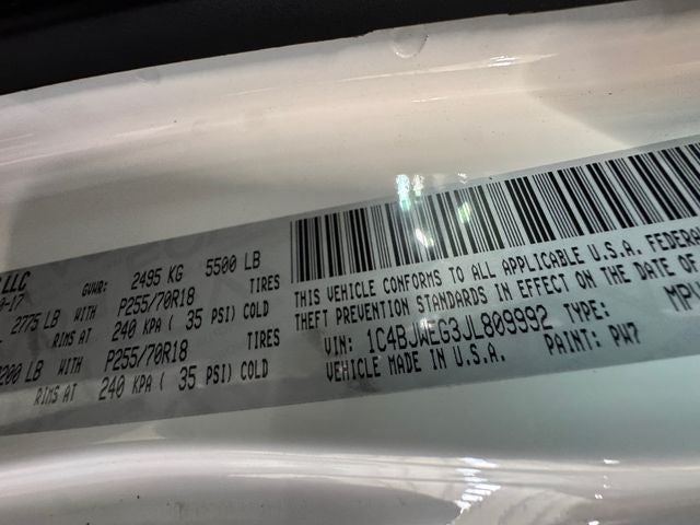 2018 Jeep Wrangler JK Unlimited Sahara 3.6 Liter V6 4D Automatic 4WD