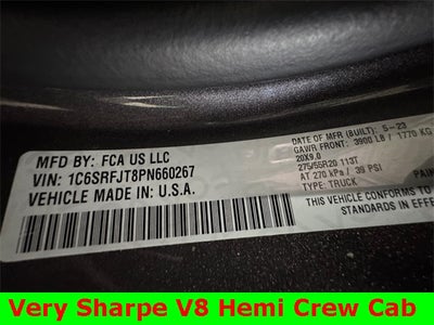 2023 RAM 1500 Laramie 5.7 Liter V8 Hemi Crew Cab 4WD