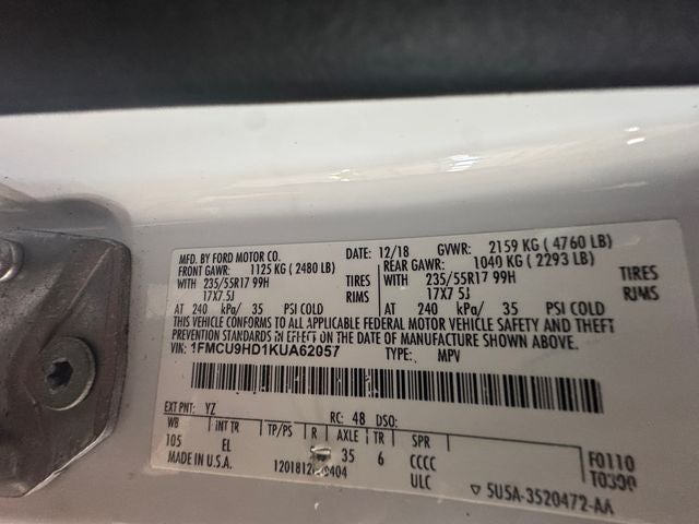 2019 Ford Escape SEL 1.5 Liter EcoBoost 4WD