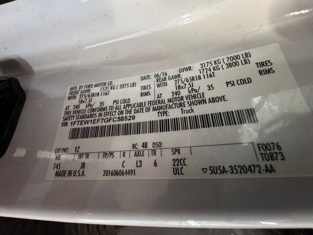 2016 Ford F-150 XLT 5.0 Liter V8 SuperCrew 4WD