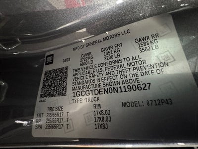 2022 Chevrolet Colorado Z71 3.6 Liter V6 Crew Cab 4WD