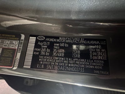 2022 Hyundai Santa Cruz SEL 2.5 Liter Crew Cab AWD