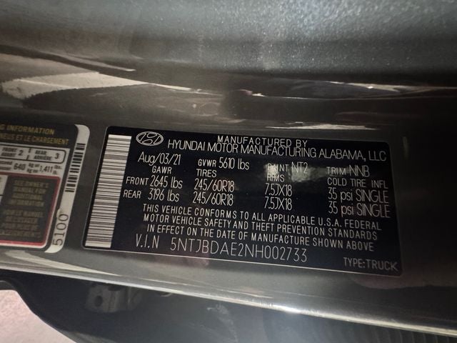 2022 Hyundai Santa Cruz SEL 2.5 Liter Crew Cab AWD