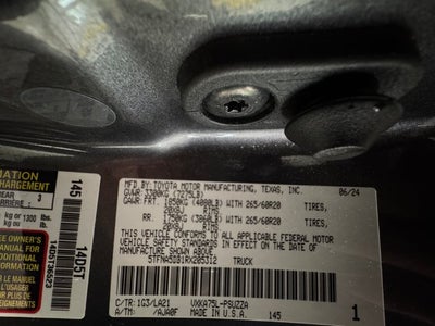 2024 Toyota Tundra Platinum 3.4 Liter V6 CrewMax 4WD