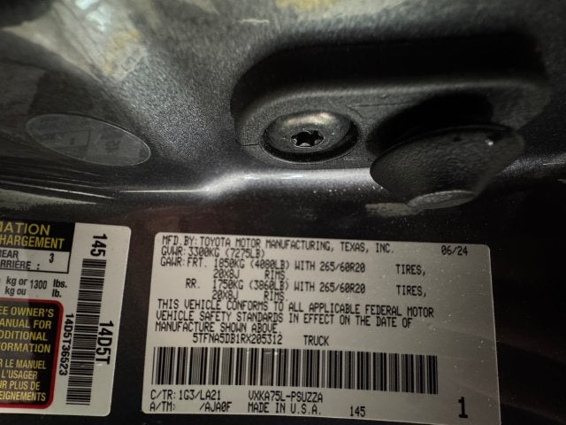 2024 Toyota Tundra Platinum 3.4 Liter V6 CrewMax 4WD